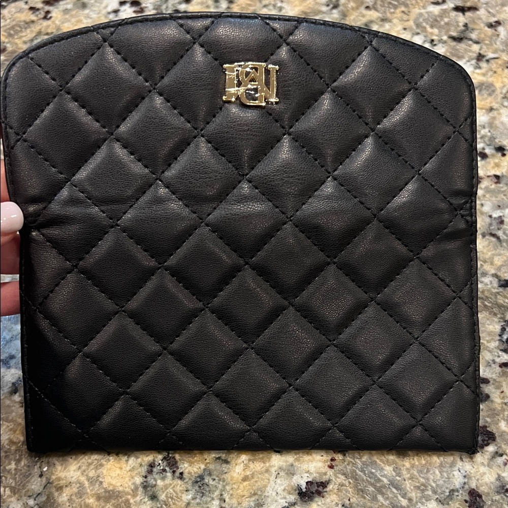 Badgley Mischka Black Quilted Wallet with Gold Accent - Picture 3 of 6
